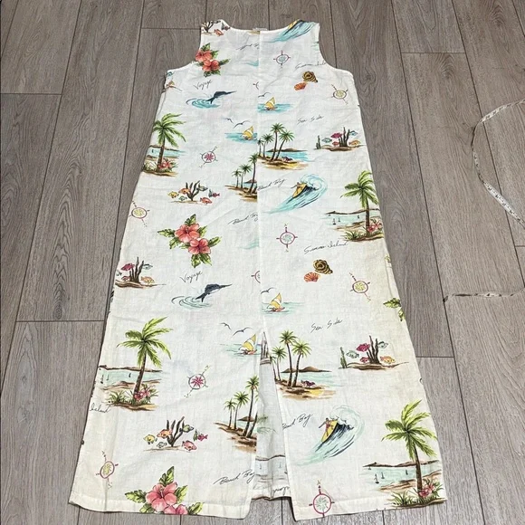 Hot Cotton Dress linen tropical midi womens Cream novelty summer beach - Picture 6 of 6